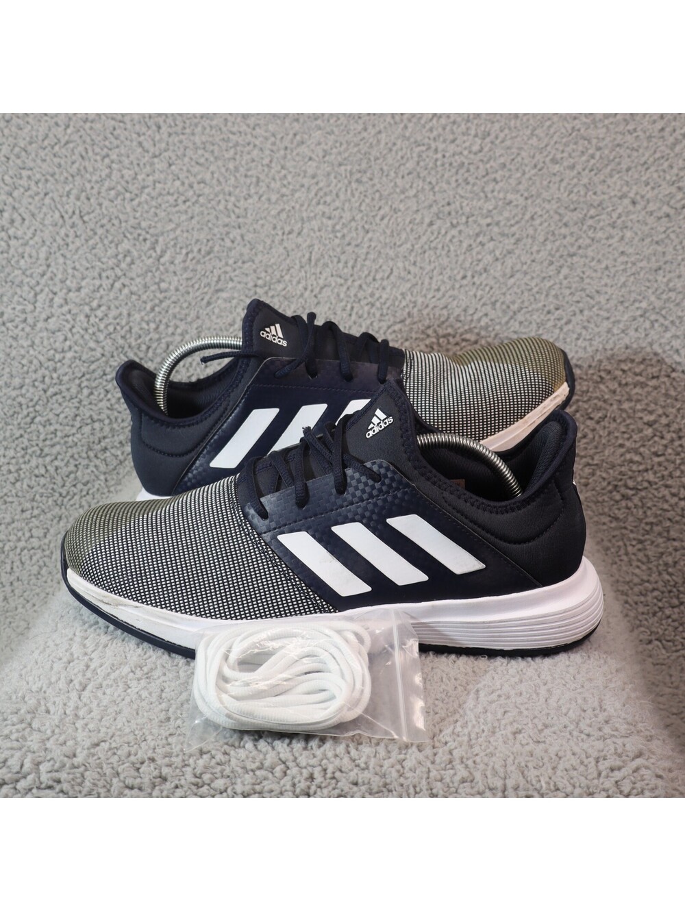 Adidas Game Court Tennis Shoes Black White Mens 11